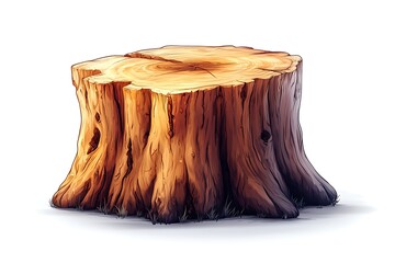 Detailed illustration of a rustic tree stump, perfect for product displays.