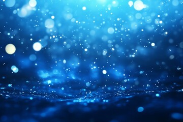 Fototapeta premium Blue water bokeh, sparkle, night, abstract background, design