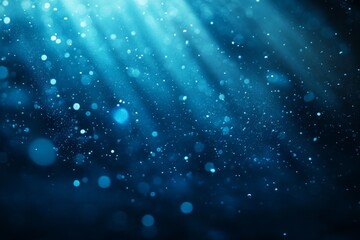 Obraz premium Blue light rays, bokeh, dark background, sparkle, overlay