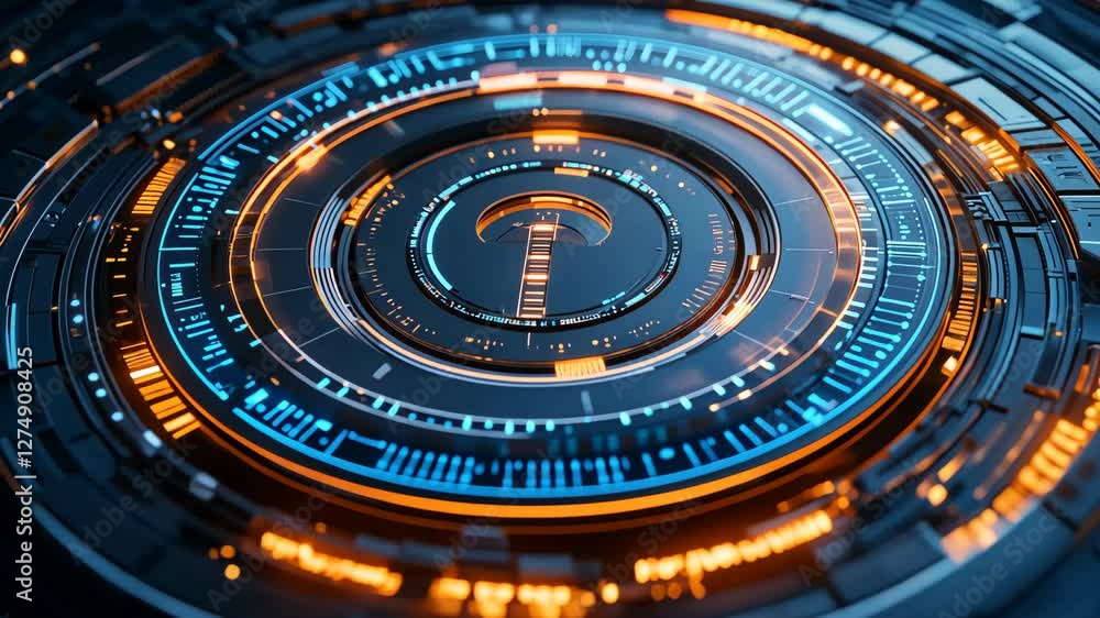 Aufkleber intricate technological design featuring glowing circular patterns and vibrant colors with a futuris