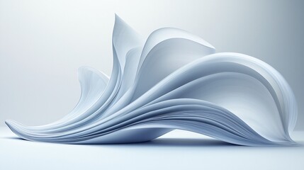 Fototapeta premium Abstract paper sculpture, swirling design, light background, website header