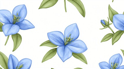 Obraz premium Blue flowers seamless pattern, nature background, textile design