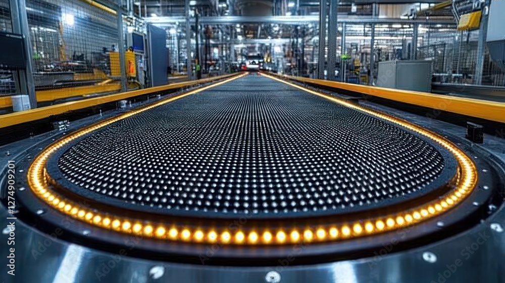 Poster automated conveyor system for efficient manufacturing processes viewed perspective