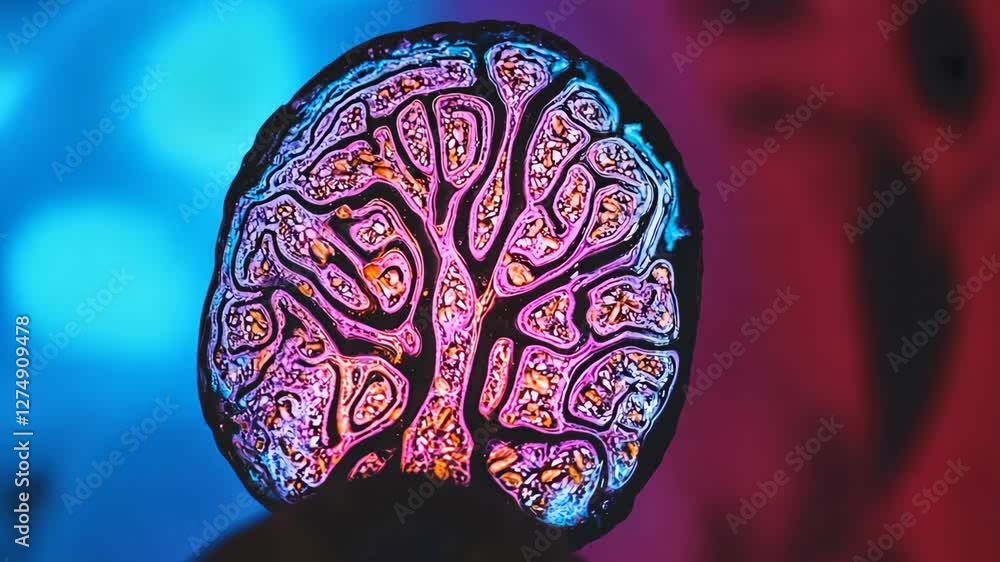 Aufkleber colorful representation of a tree-like structure resembling a brain in a vibrant setting
