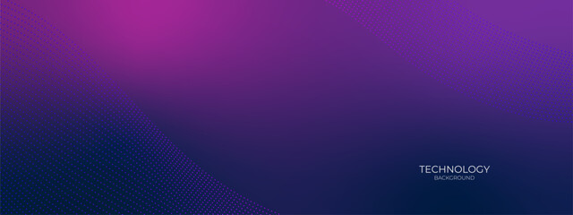 Fototapeta premium Dark blue purple technology abstract wavy halftone dots background