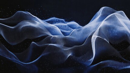 Obraz premium Abstract blue wave energy flow, dark background, technology concept