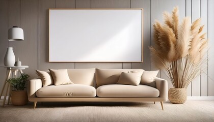 ScandinavianInspired Modern Living Room Interior Embracing Minimalism and Natural Elements in a Cozy, Chic Space, Perfect for Home Decor and Digital Art