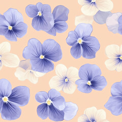 Purple and white violets a charming floral pattern with delicate violet petals