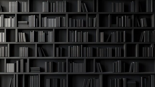 Fototapeta Black Bookshelf, Room, Interior, Books, Reading, Knowledge, Library, Background, Study, Education