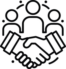 Handshake and Teamwork Icon – Unity, Collaboration, and Partnership Symbol