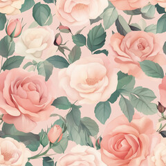 Roses soft blush pink background deep rose pink petals with gentle charm