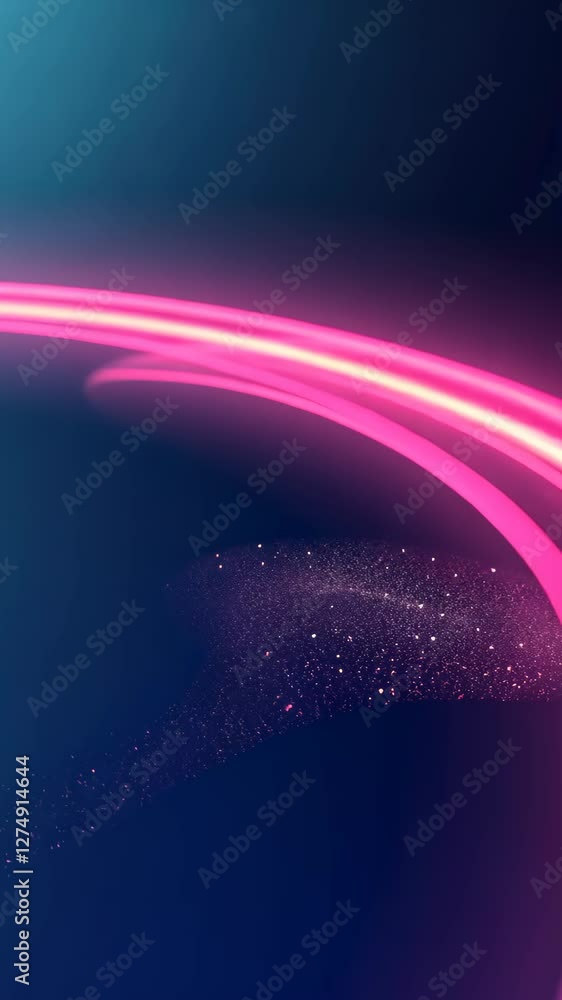 Poster futuristic vertical navigation animation with neon pink route on dark background for technology and 