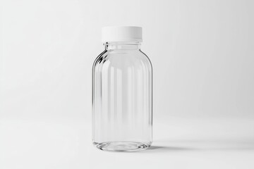 Clear plastic bottle studio shot, white background, packaging mockup