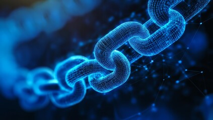 Digital Chain Link Network Cybersecurity Abstract Background