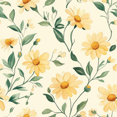 Soft yellow daisies warm floral pattern in a delicate and soothing design