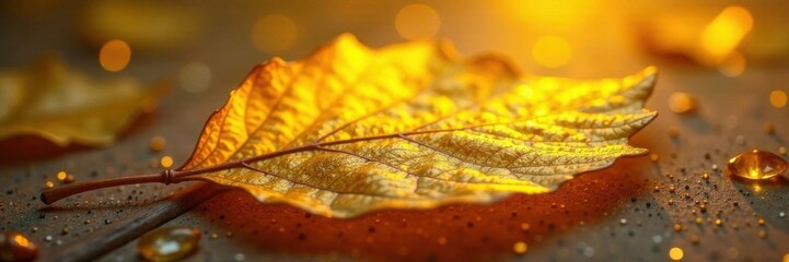 Yellow gold iridescent leaf shimmer , shine, foliage, glitter