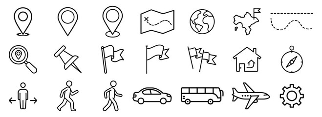 Location or navigation Pin Icons Pack Vector