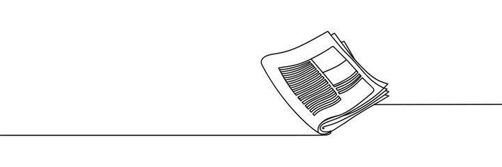 One line drawing of a stack of news newspapers. Vector illustration