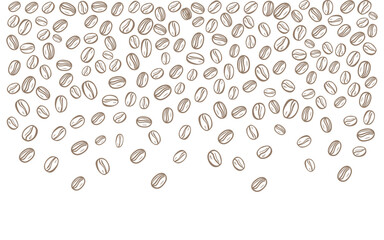Coffee beans falling pattern or background. Vector illustration