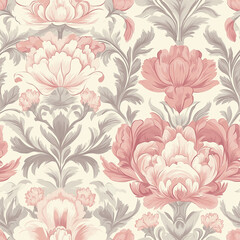 Fototapeta premium Vintage Victorian floral design in pastel pink and ivory for a delicate, classic feel