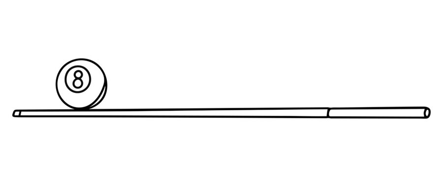 recommend clip art: billiard cue and ball line drawn