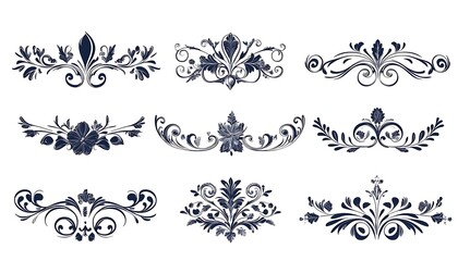 Floral design elements, white background, decorative, design