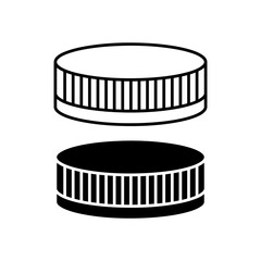 Bottle cap outline icon, vector flat black simple illustration for web and app..eps
