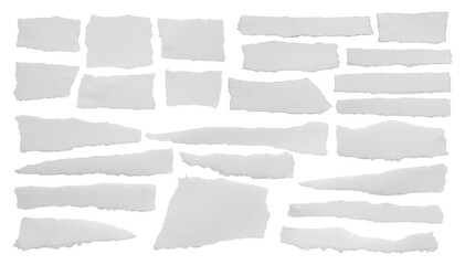 ripped element set of torn paper edges isolated with clipping path on white background. torn paper...