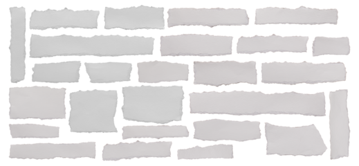 ripped element set of torn paper edges isolated with clipping path on white background. torn paper texture, ripped of paper designs and jagged paper edges create a raw, artistic look.