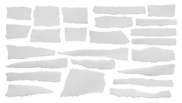 ripped element set of torn paper edges isolated with clipping path on white background. torn paper texture, ripped of paper designs and jagged paper edges create a raw, artistic look.