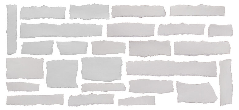 ripped element set of torn paper edges isolated with clipping path on white background. torn paper texture, ripped of paper designs and jagged paper edges create a raw, artistic look.