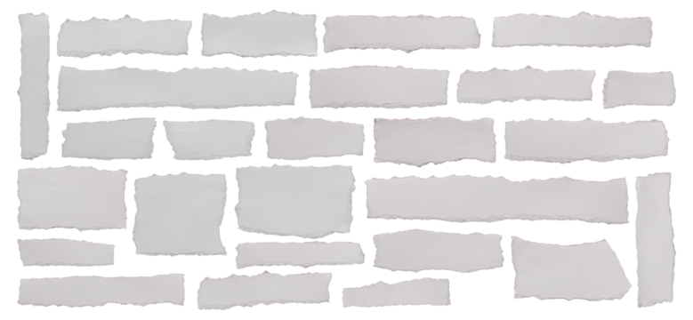 ripped element set of torn paper edges isolated with clipping path on white background. torn paper texture, ripped of paper designs and jagged paper edges create a raw, artistic look.