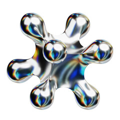 chrome abstract shape 3d icon isolated on the transparent background