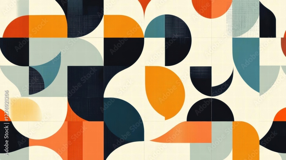 Poster abstract geometric pattern with circles, semicircles and squares