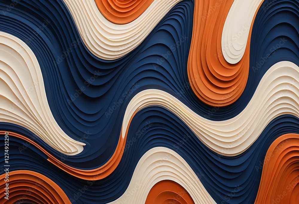 Poster Elegant Abstract Wave Pattern with Harmonious Color Combinations