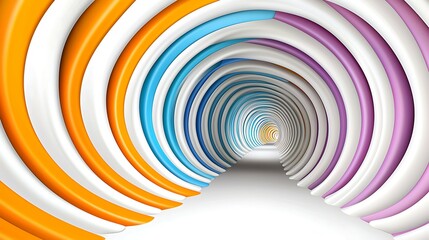 Fototapeta premium Colorful concentric circles create a vibrant tunnel effect, leading into a bright, illuminated space, evoking depth and whimsy. dynamic dimensions perspective angles
