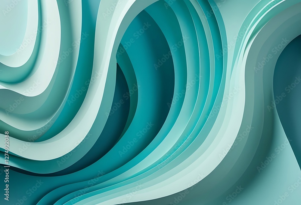 Poster fluid teal curves dynamic abstract background with layered gradient effect