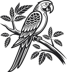 Parrot Silhouette Sitting on a Tree Branch