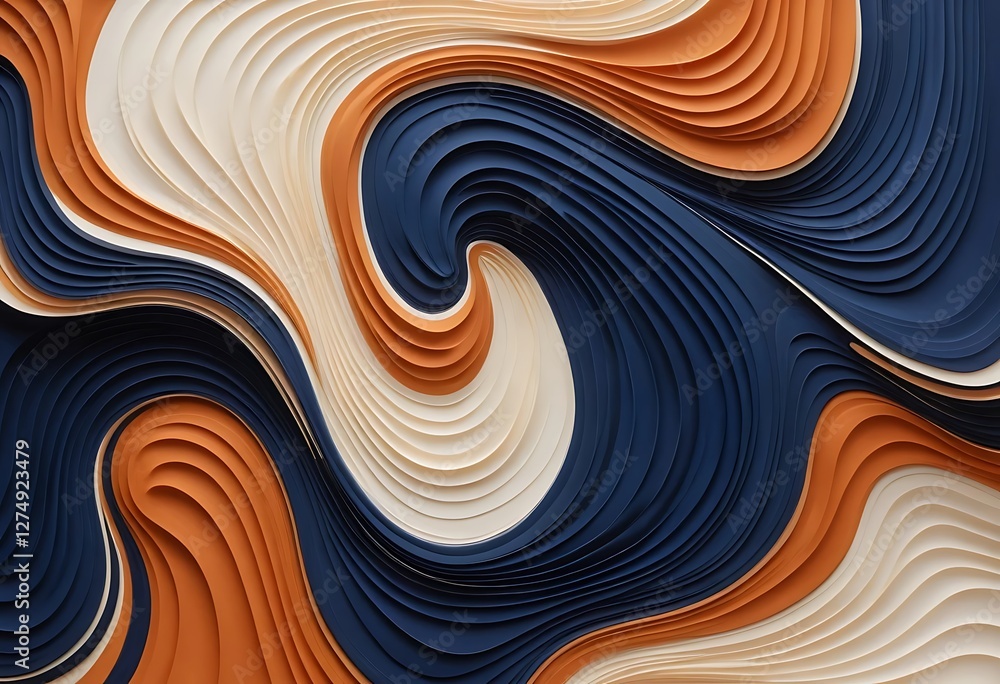 Poster serene gradient flow, an abstract paper art composition with dynamic curves