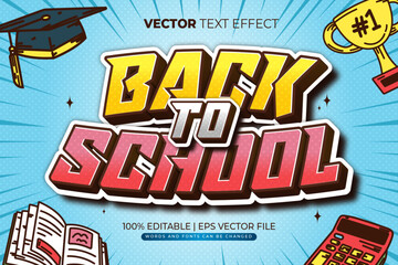 'Back to School' editable text effect with a modern and versatile style. This vector design in EPS format allows for full customization of the words and fonts, adapting to various creative needs. Idea