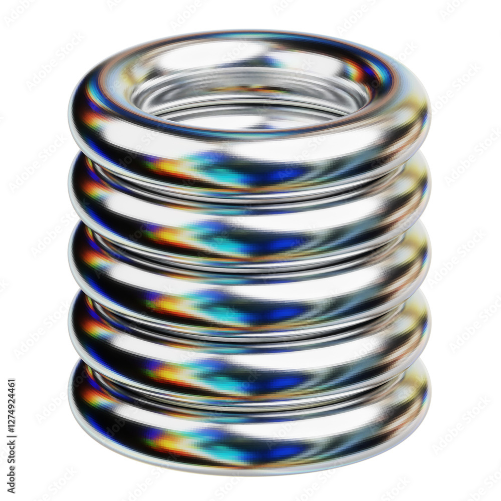 Poster chrome abstract shape 3d icon isolated on the transparent background
