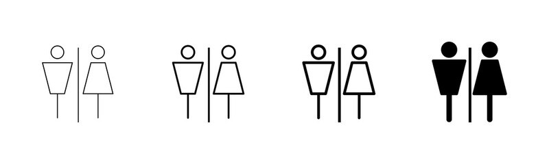 Toilet icon vector isolated on white background. Toilet sign. Man and woman restroom icon vector. Male and female icon