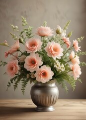 Obraz premium Delicate artificial flowers in a vintage style arrangement, home decor, flowers,