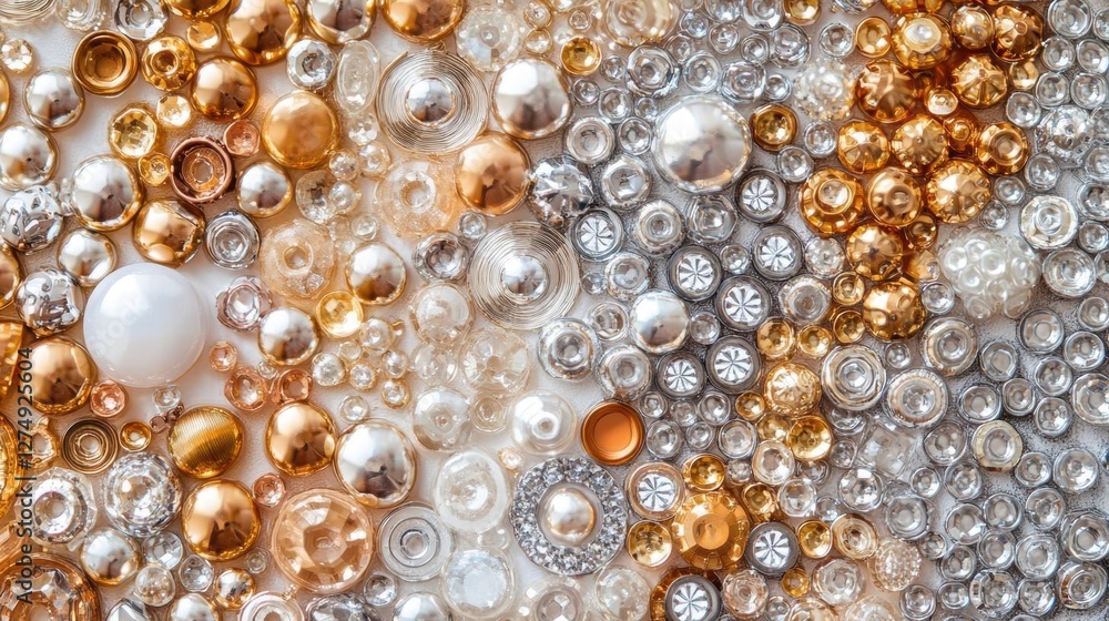Poster golden and silver buttons - a close-up view