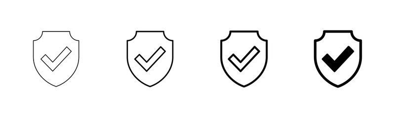 Shield check mark icon vector isolated on white background. Protection approve sign. Safe icon vector