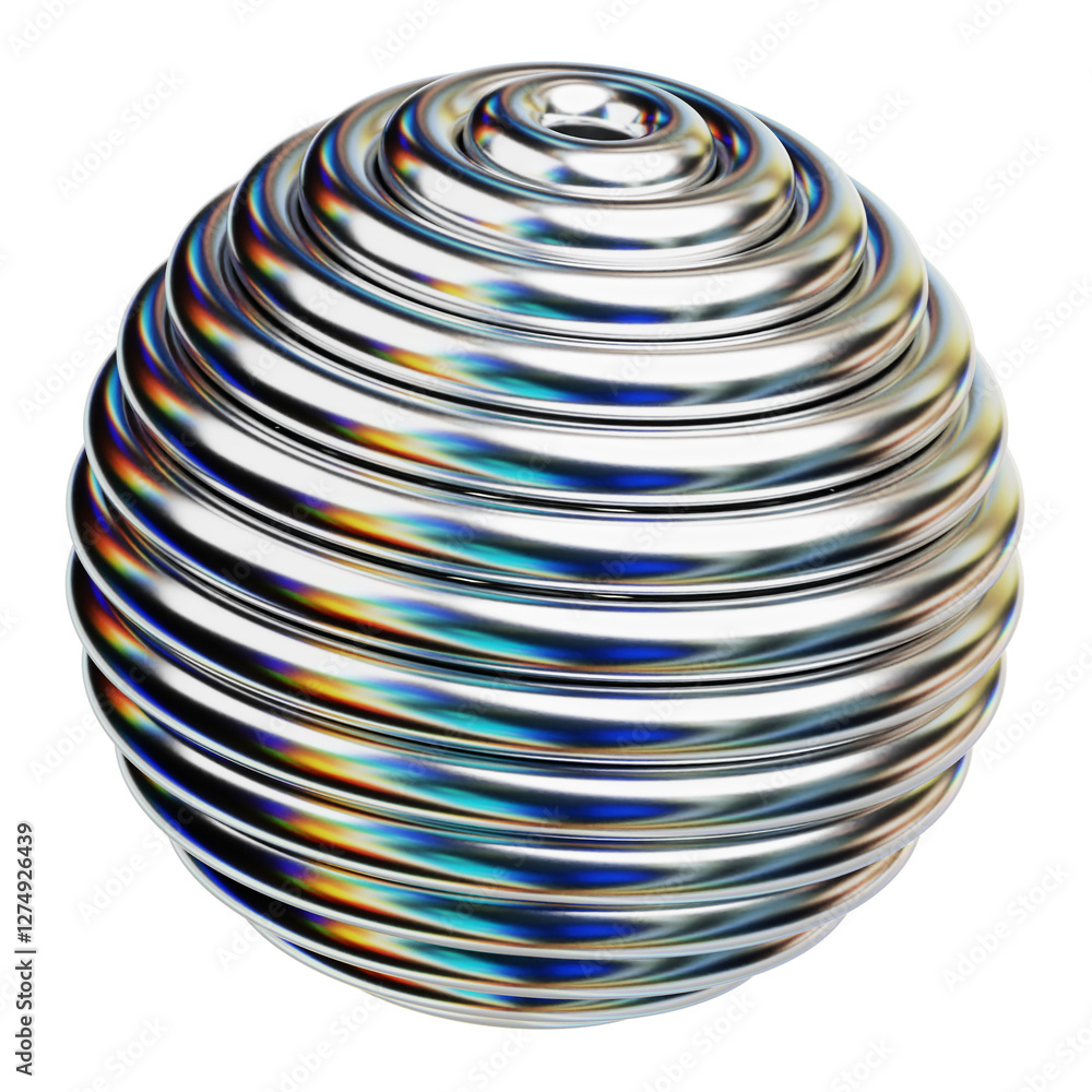 Poster chrome abstract shape 3d icon isolated on the transparent background