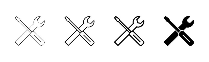 Repair icon vector isolated on white background. Wrench and screwdriver icon. settings vector icon. Maintenance. tools