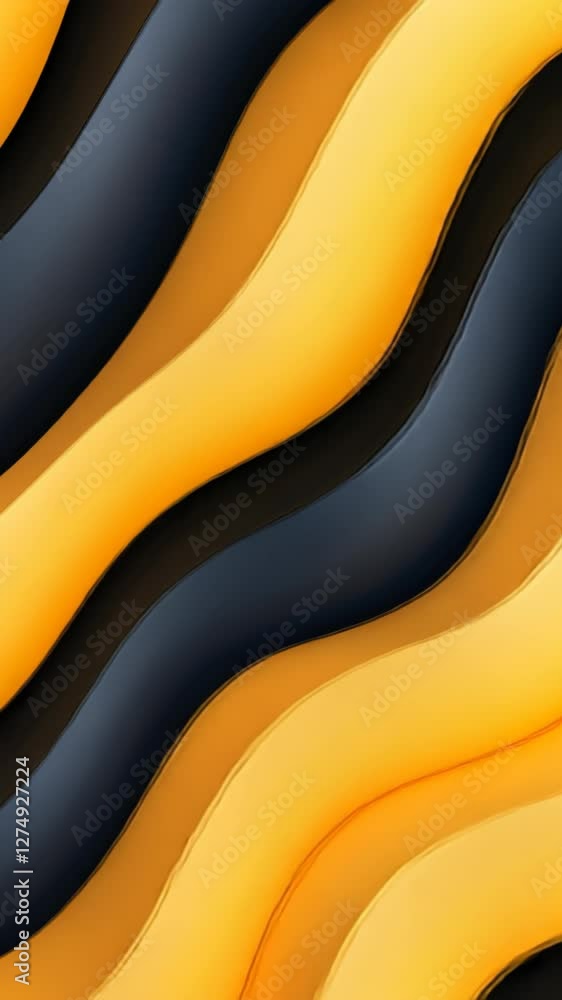 Poster vibrant 3d animated pattern loop in bold yellow and black stripes for dynamic social media video des