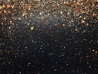 Gold and Silver Glitter on Black Background: A Sparkling Celebration