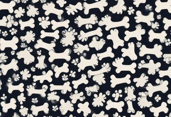 Fototapeta premium Dog bone vector dog paw doodle seamless pattern isolated wallpaper background, pet accessories, dog theme, dog lover